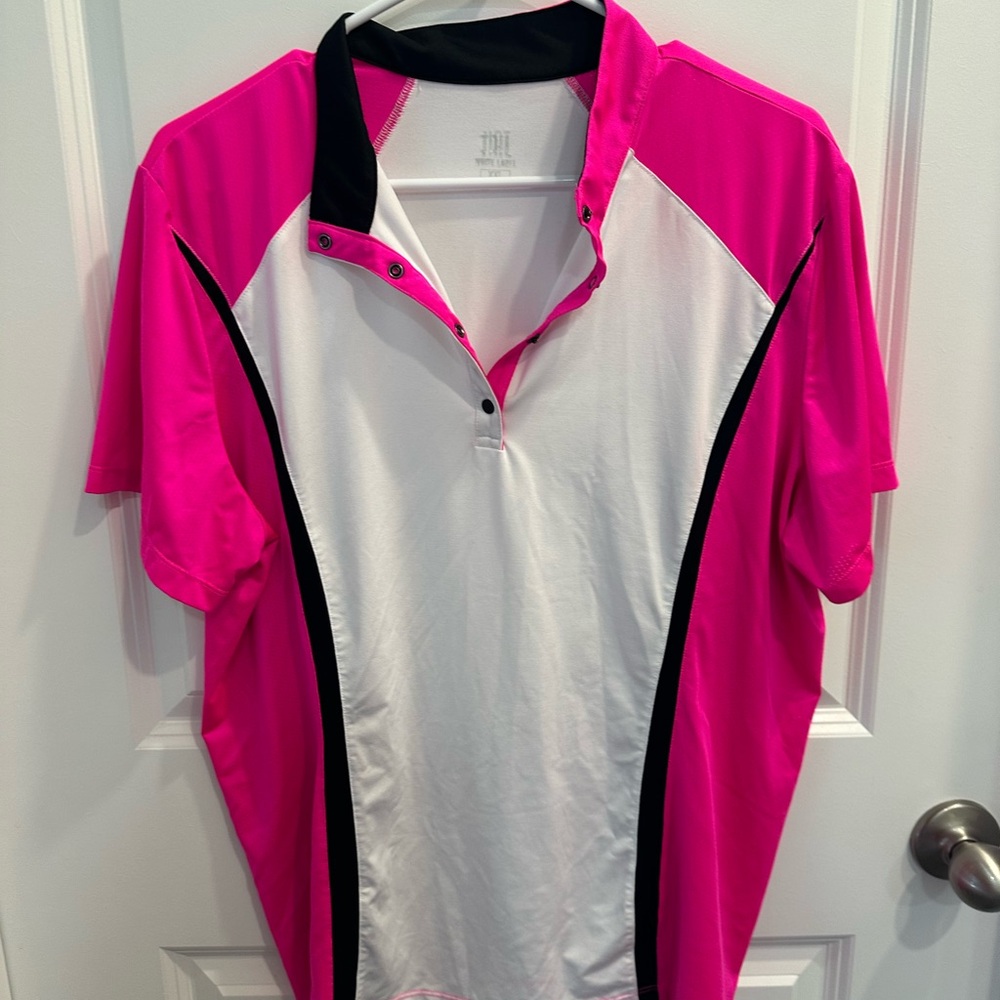 Pink and White Polo Shirt